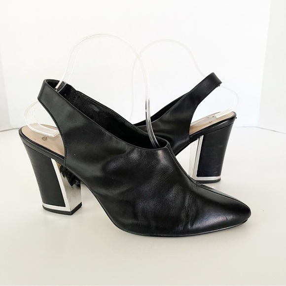 Bella Vita Gabriella Black Leather Slingback Pump Women Size 8 Heels Pointed Toe - Picture 5 of 10